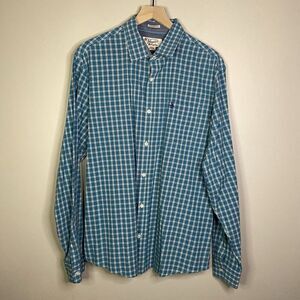 Penguin Heritage Slim Fit 2xl Men Long Sleeve Button Up Shirt Blue Plaid XXL